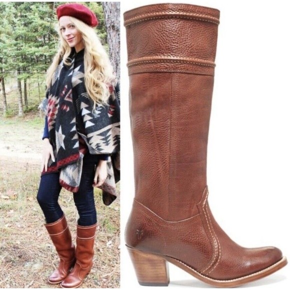 Frye Women's Chestnut Leather Heeled Boots - Picture 6 of 16